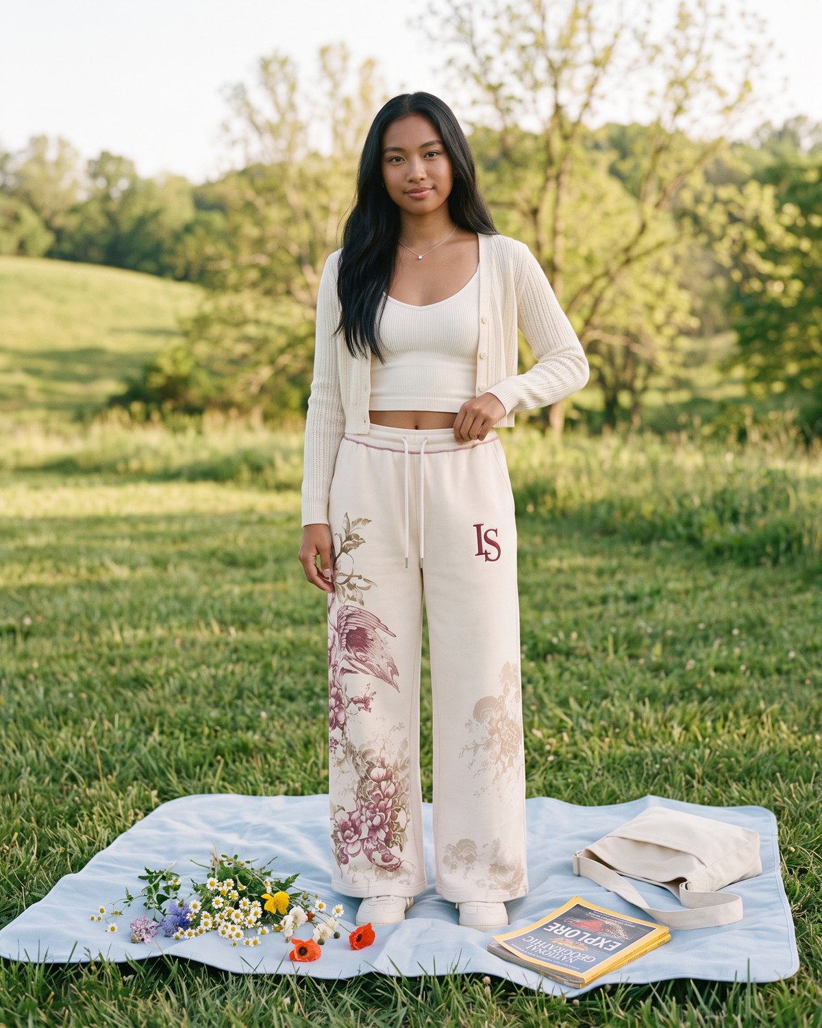 Editorial Photograph of Seabreeze Baggy Jeans by Ivoryshores worn at a summer picnic