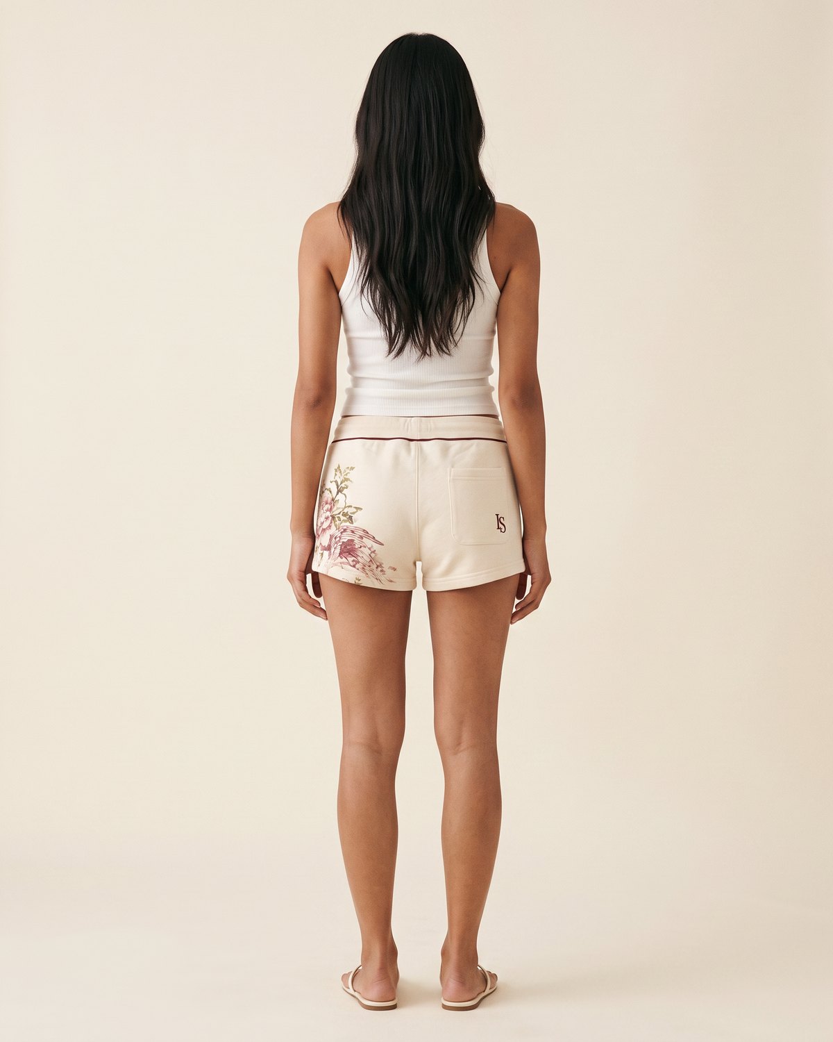 Model Wearing Rosie Cove Low-Rise Shorts by Ivoryshores — Back View